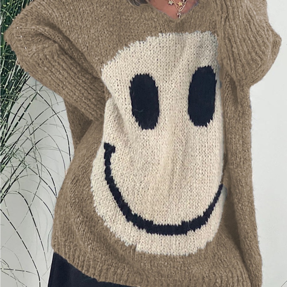 Smiley face V-Neck Sweater